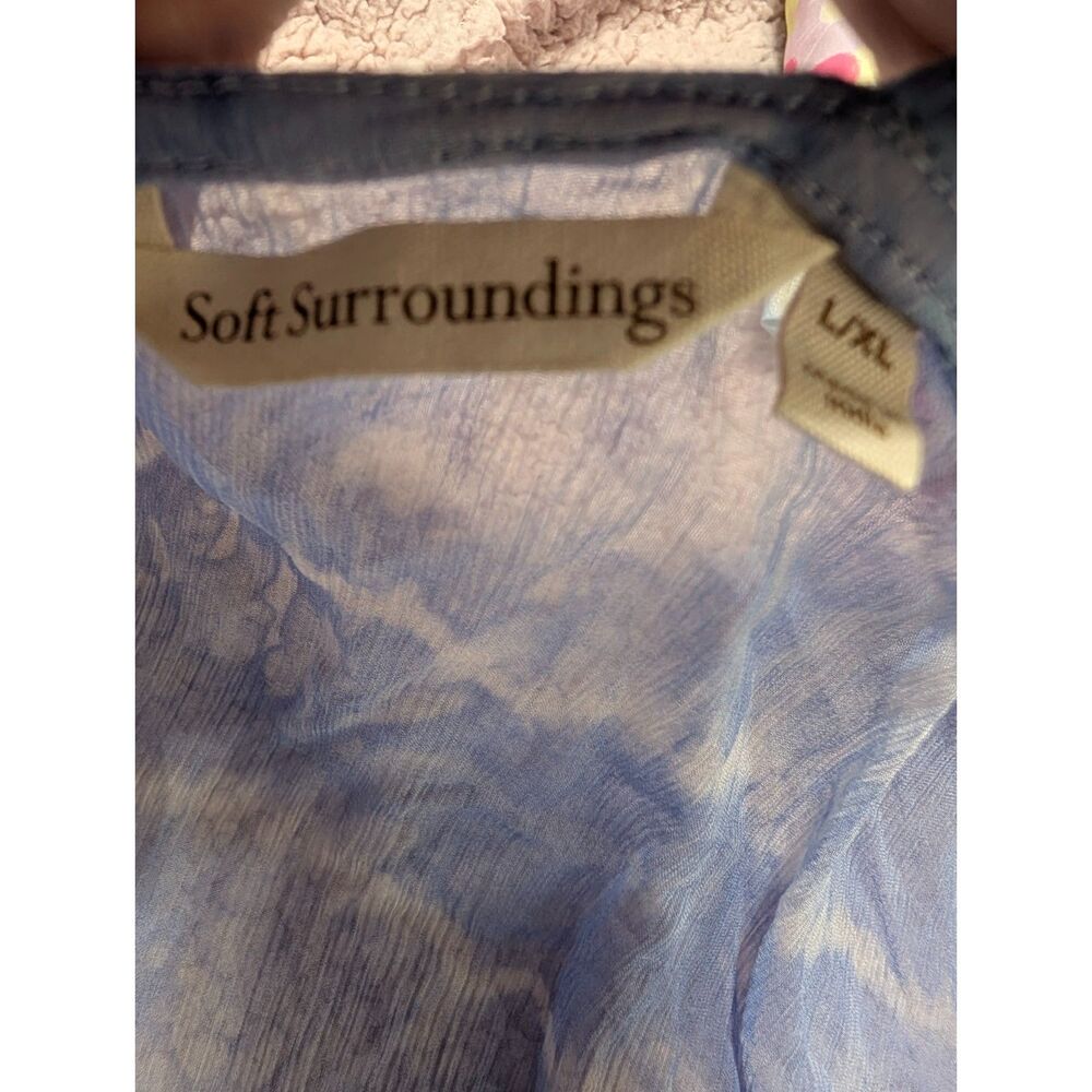 Soft Surroundings Blue Tie Dye Kimono Duster Boho Lightweight L/XL - Picture 4 of 6